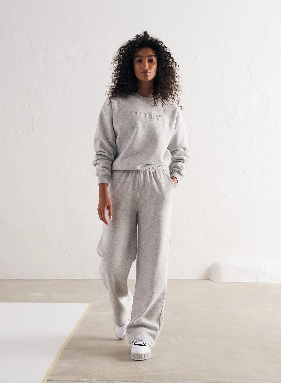 Light Grey Melange Straight Fit Sweatpants