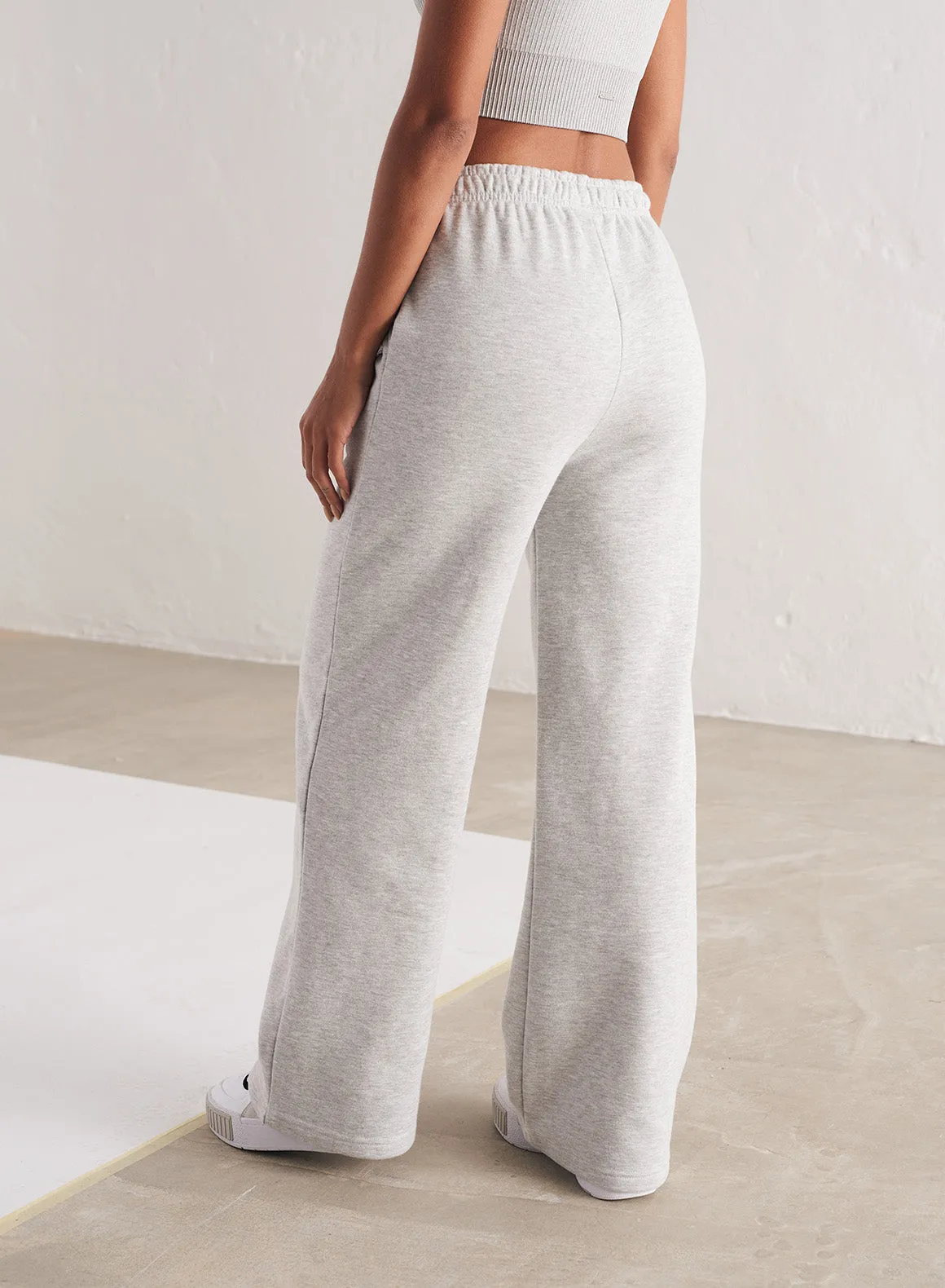Light Grey Melange Straight Fit Sweatpants