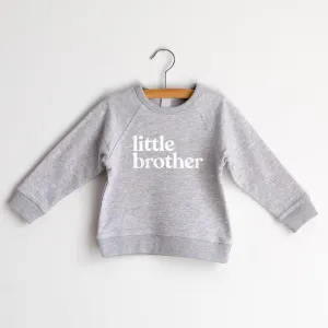 Little Brother French Terry Organic Kids Pullover - Gray/White Ink