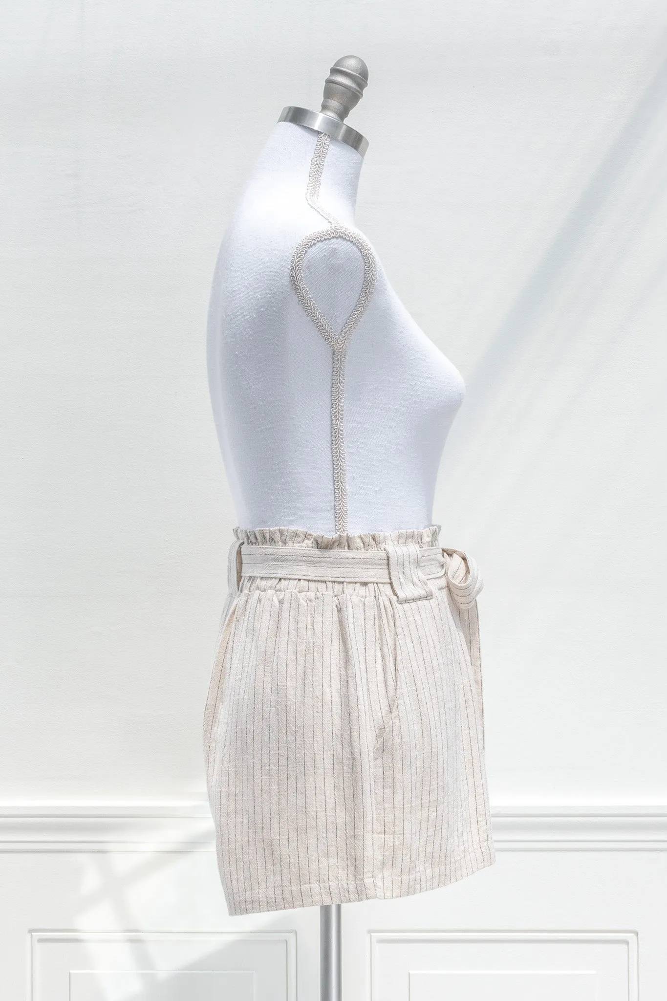 Léonie Striped Cotton Shorts