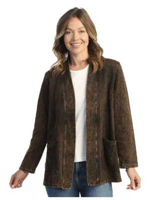 M90 - Women's Chocolate Cotton Fleece Kimono Jacket