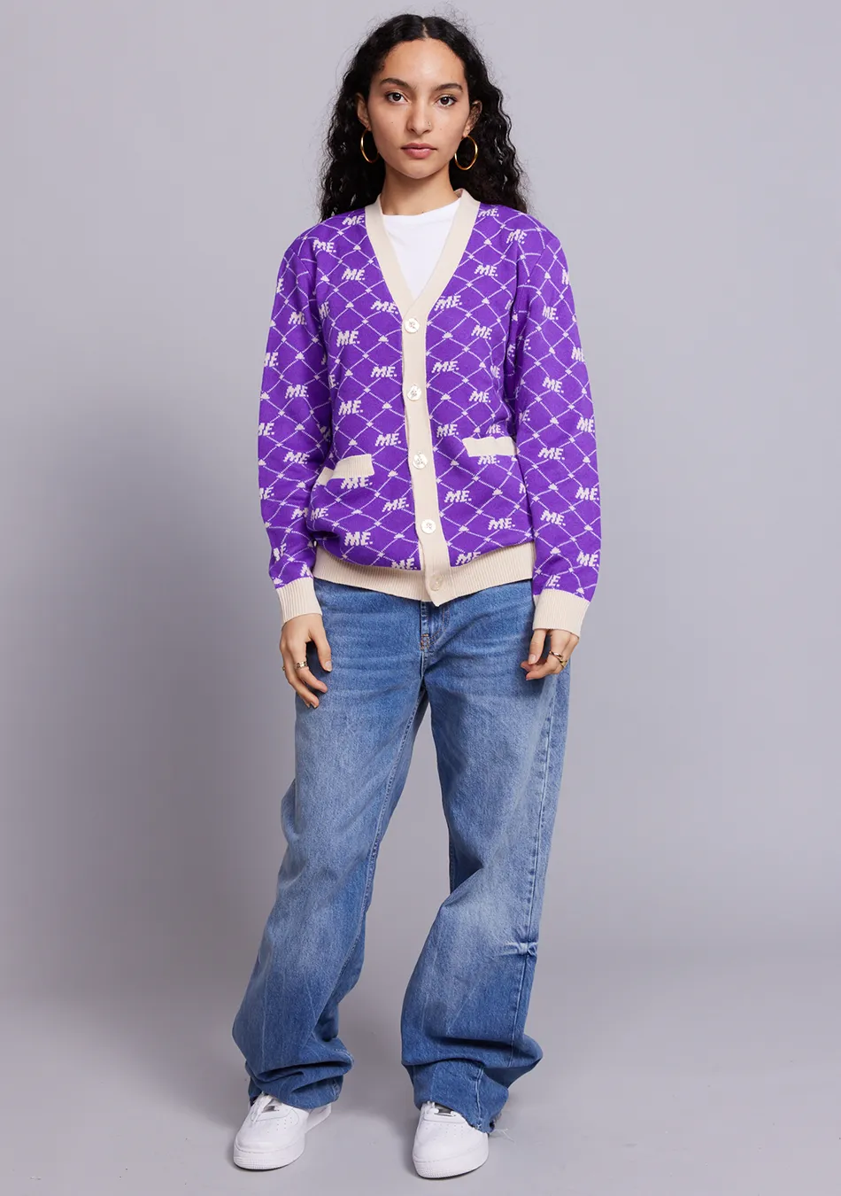 ME. Monogram Cardigan- Magic Purple