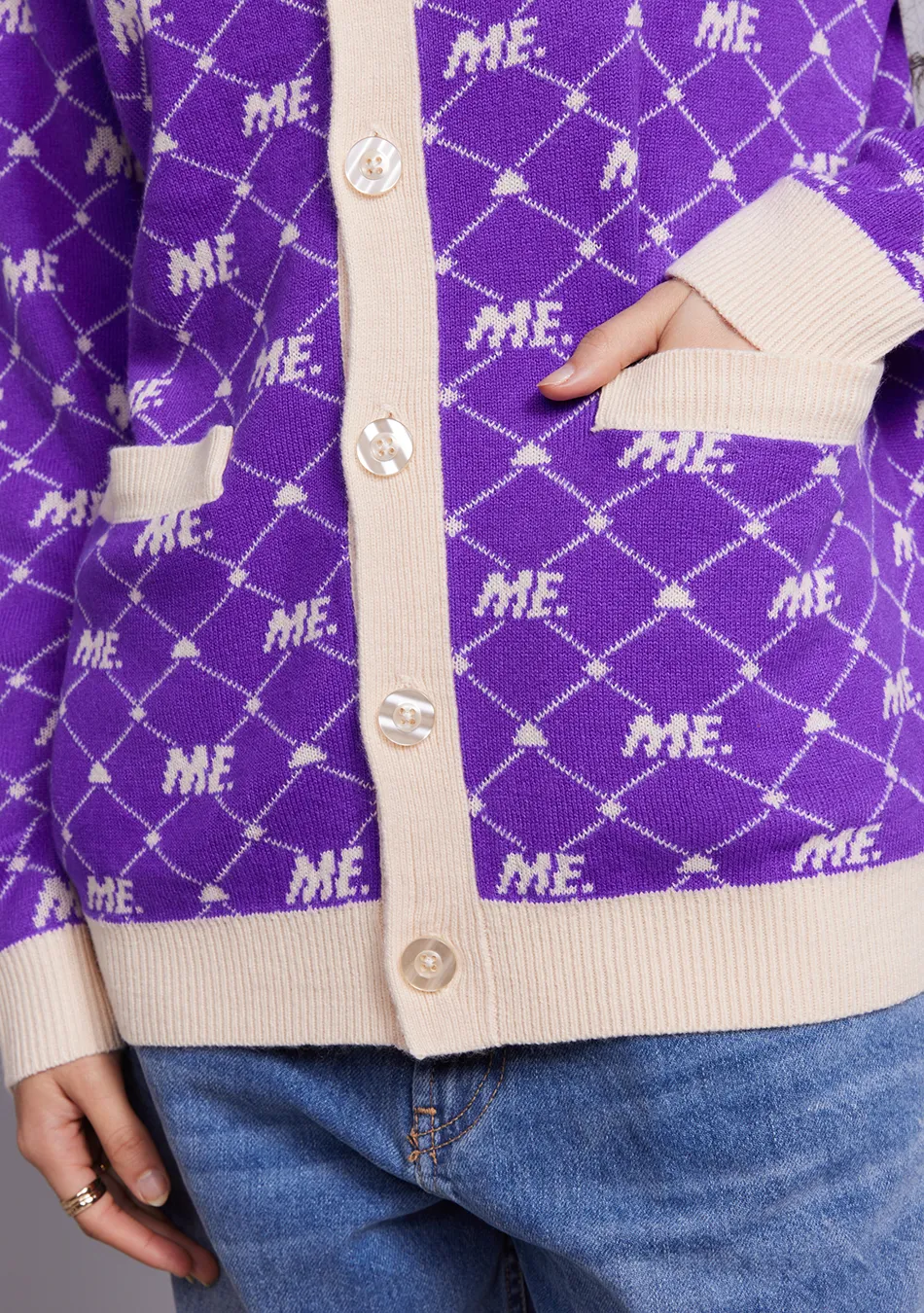 ME. Monogram Cardigan- Magic Purple