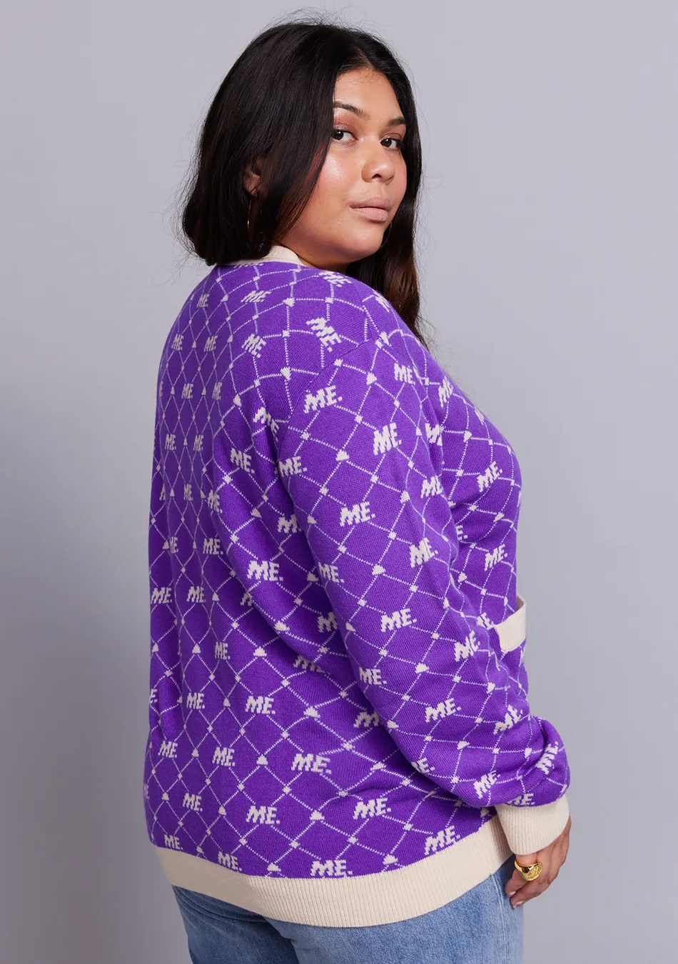 ME. Monogram Cardigan- Magic Purple