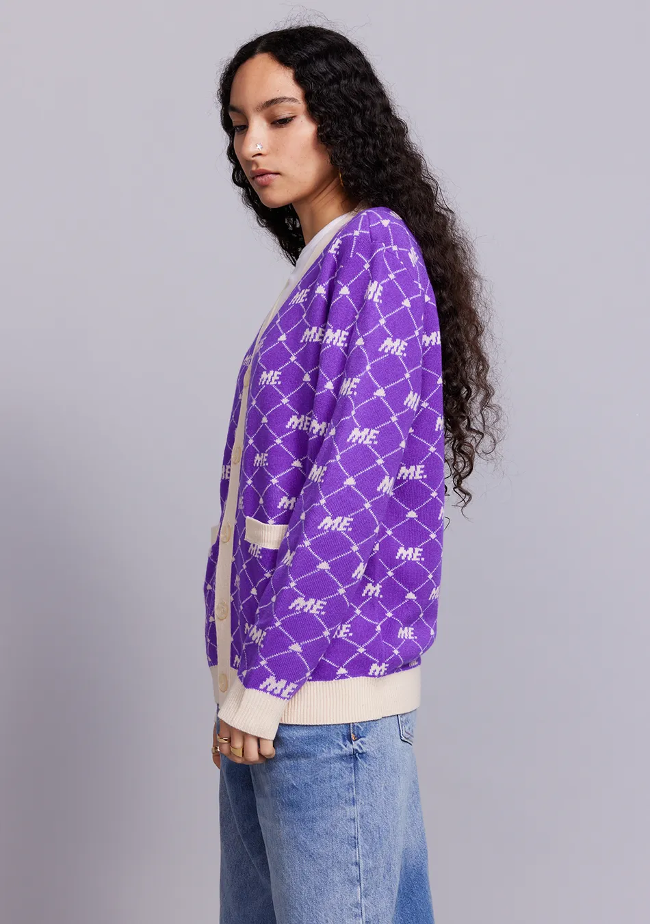 ME. Monogram Cardigan- Magic Purple