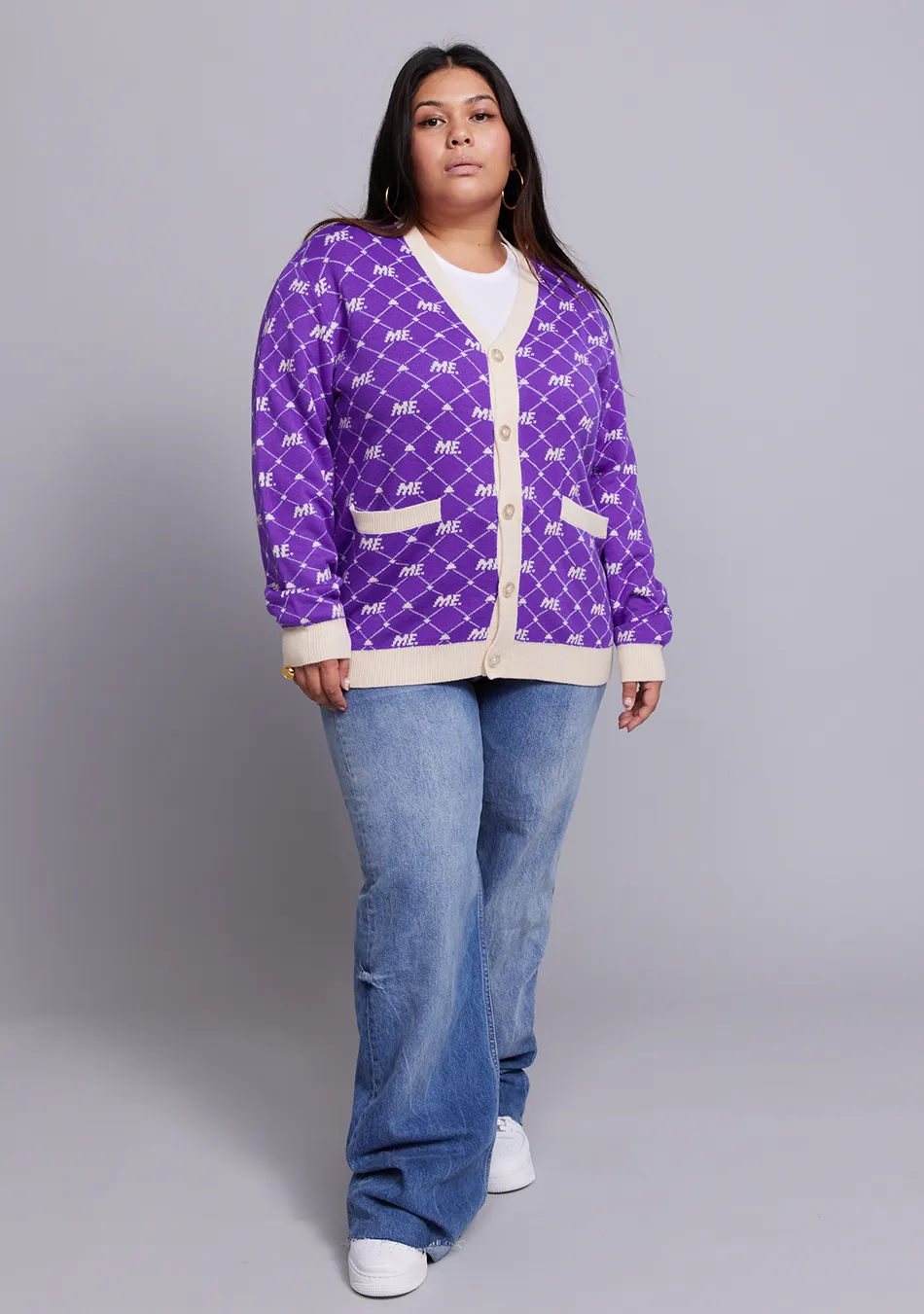 ME. Monogram Cardigan- Magic Purple