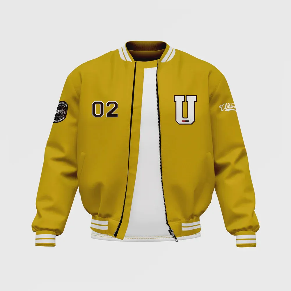 MEN’S YELLOW SATIN BOMBER JACKET BY TJS