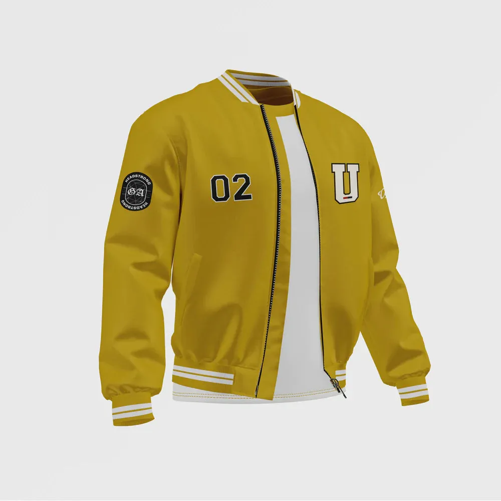 MEN’S YELLOW SATIN BOMBER JACKET BY TJS