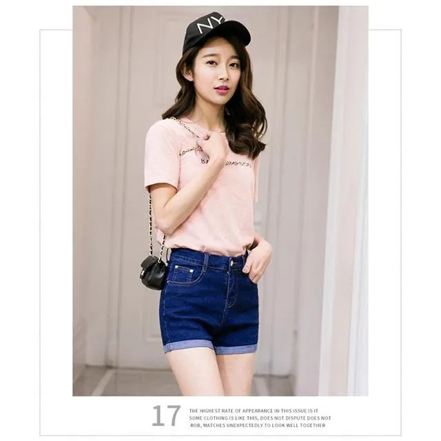 Mini shorts sexy ripped short jeans female 2018 summer dark blue hole hot shorts High waist denim shorts women bottoms