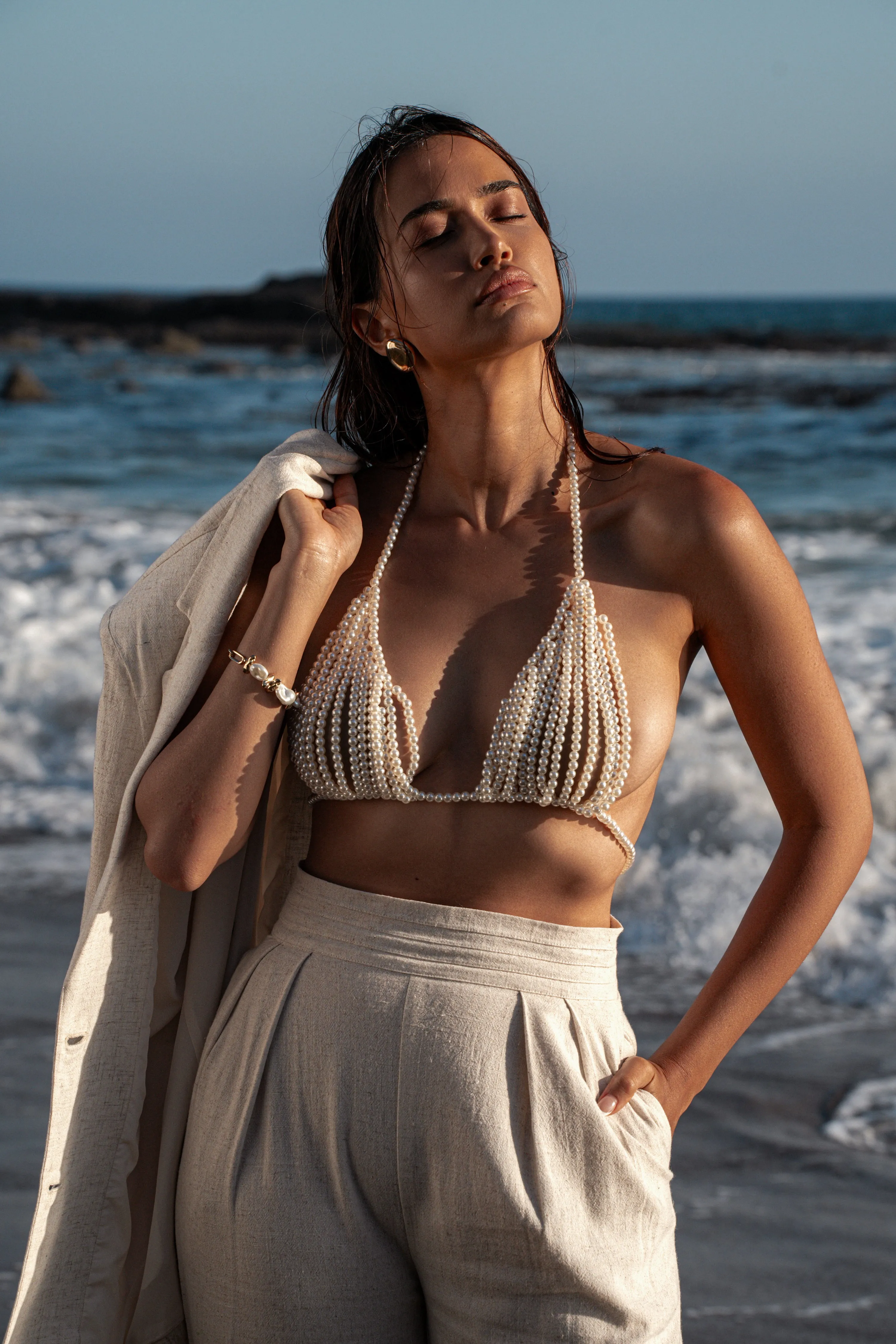 Natural Villa Views Linen Trousers
