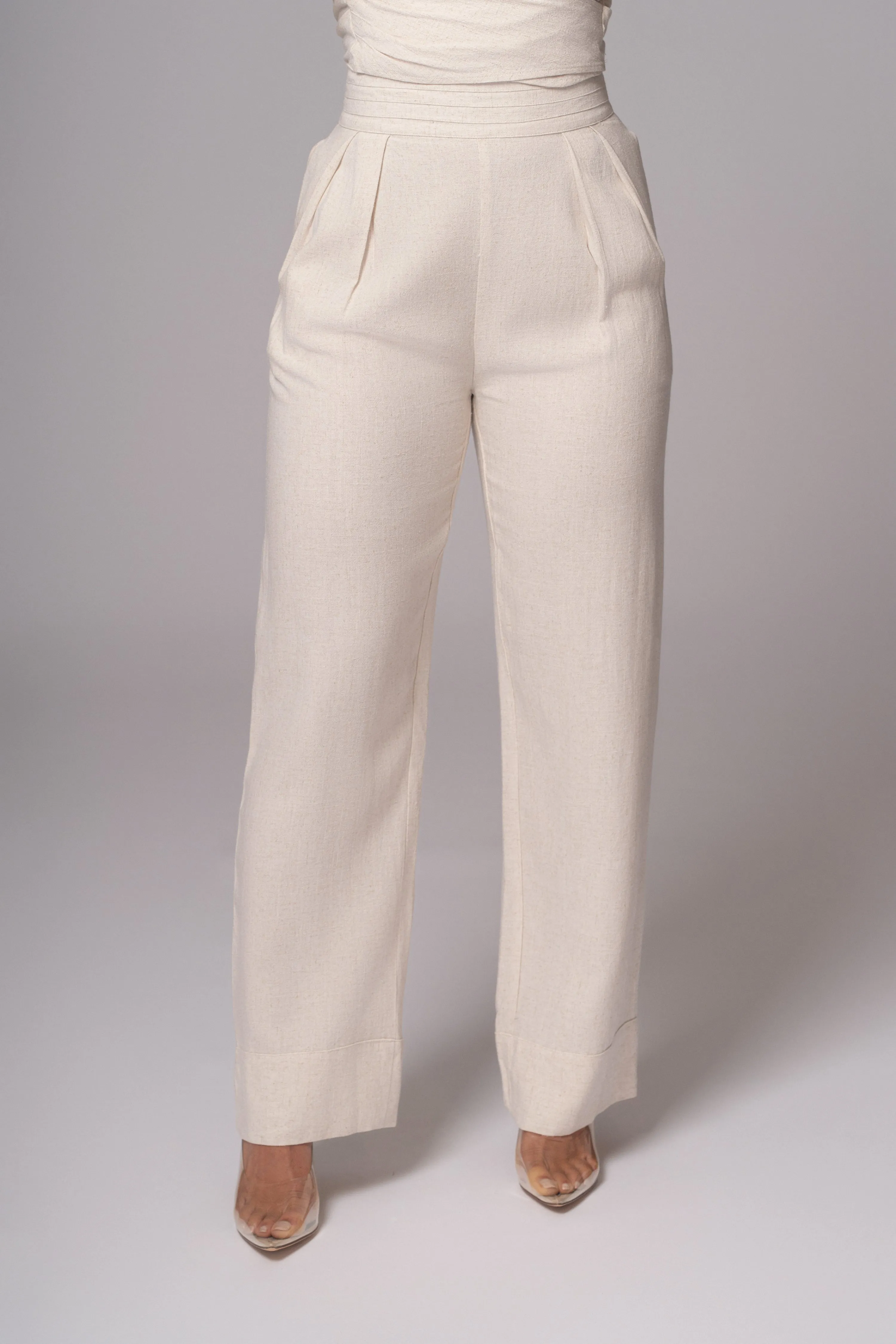 Natural Villa Views Linen Trousers