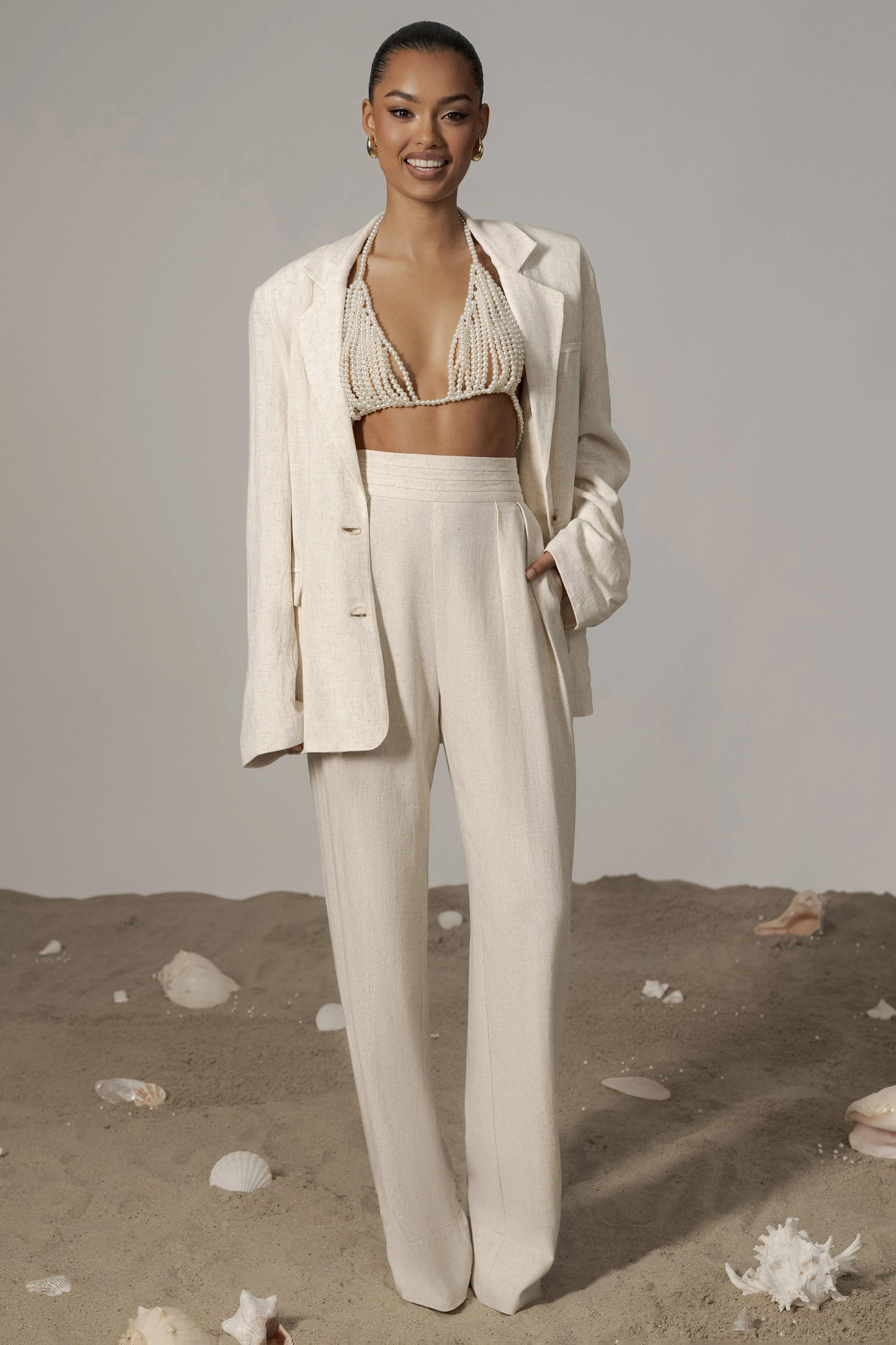Natural Villa Views Linen Trousers