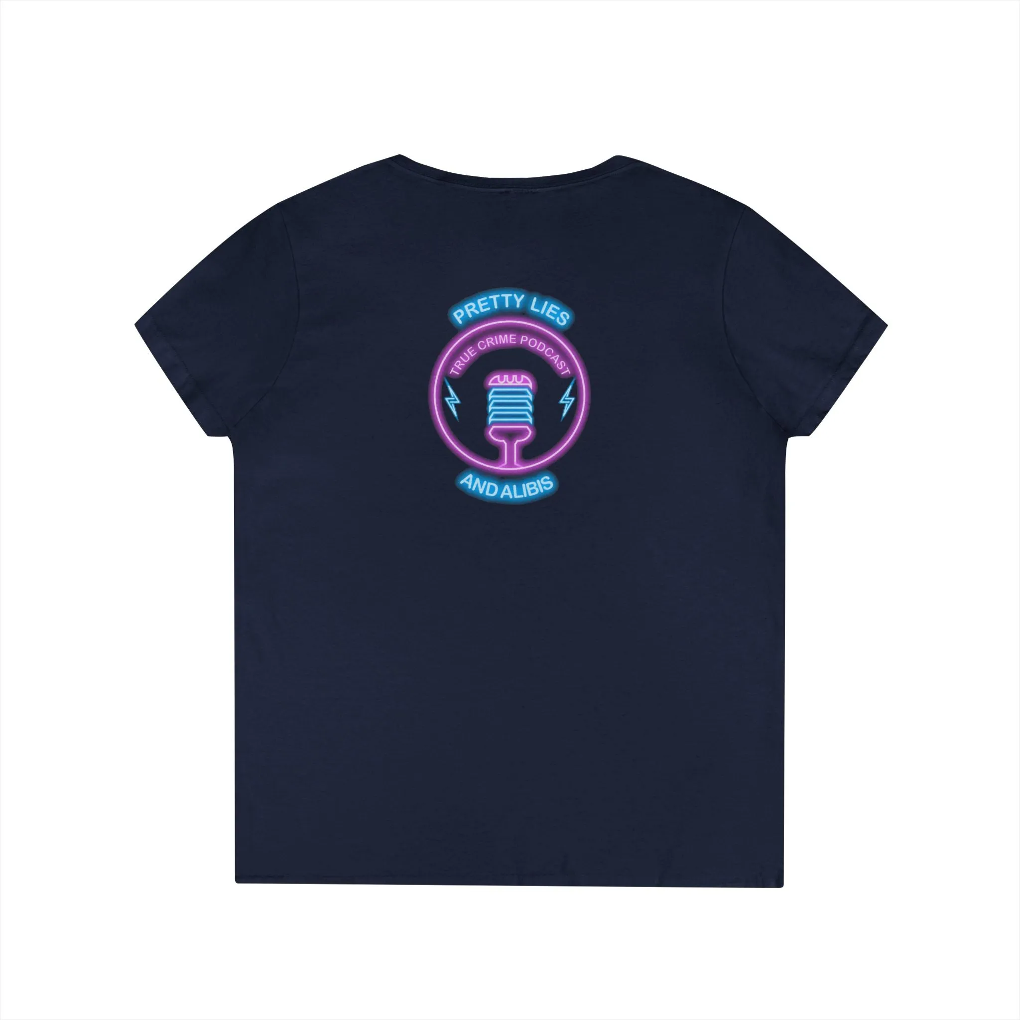New! Alibier Ladies' V-Neck T-Shirt - 'Pretty Lies and Alibis' Design