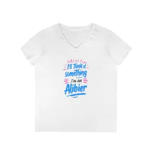 New! Alibier Ladies' V-Neck T-Shirt - 'Pretty Lies and Alibis' Design