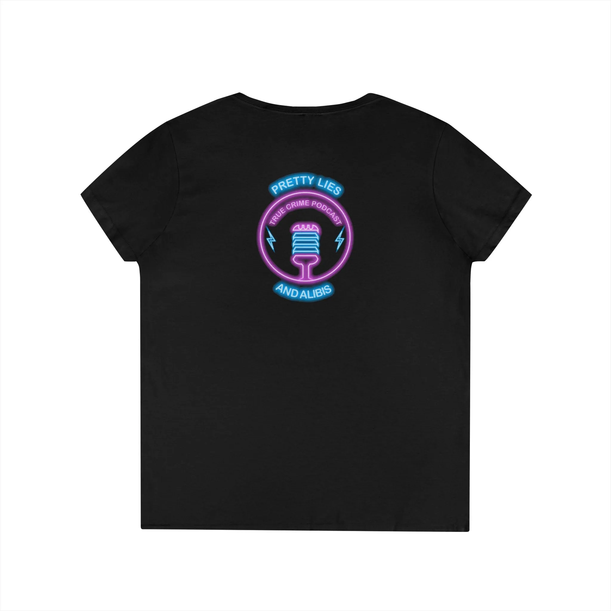 New! Alibier Ladies' V-Neck T-Shirt - 'Pretty Lies and Alibis' Design