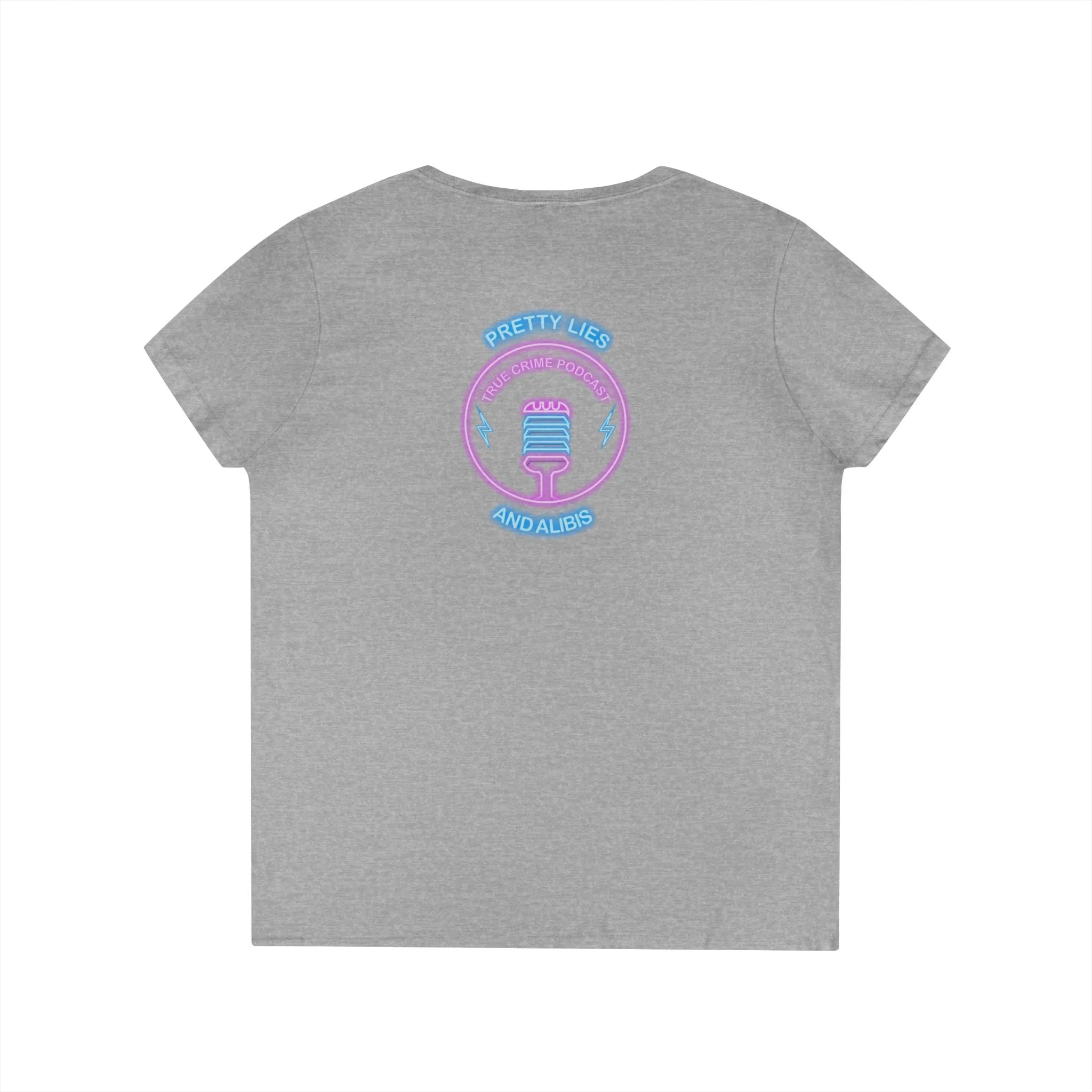 New! Alibier Ladies' V-Neck T-Shirt - 'Pretty Lies and Alibis' Design