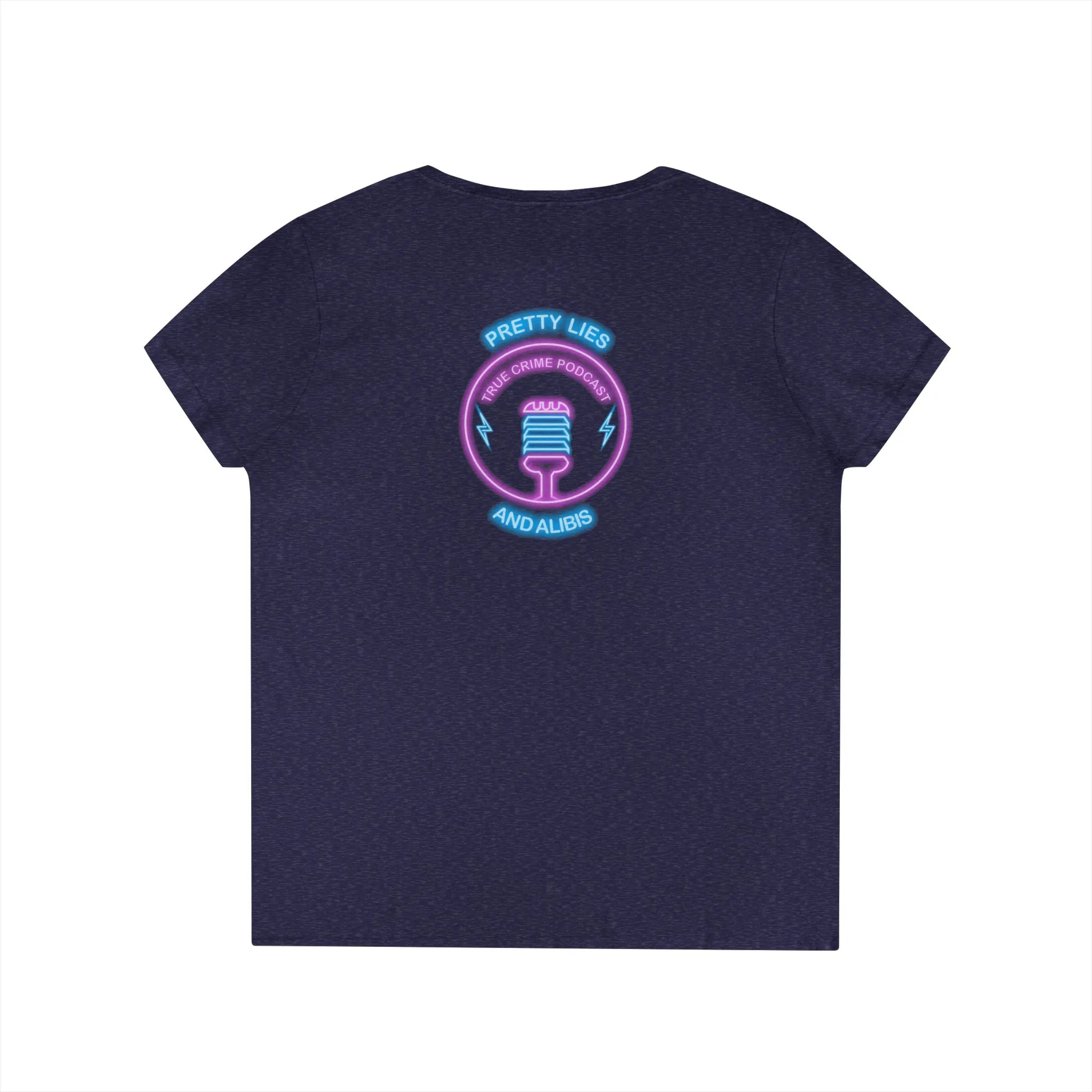 New! Alibier Ladies' V-Neck T-Shirt - 'Pretty Lies and Alibis' Design