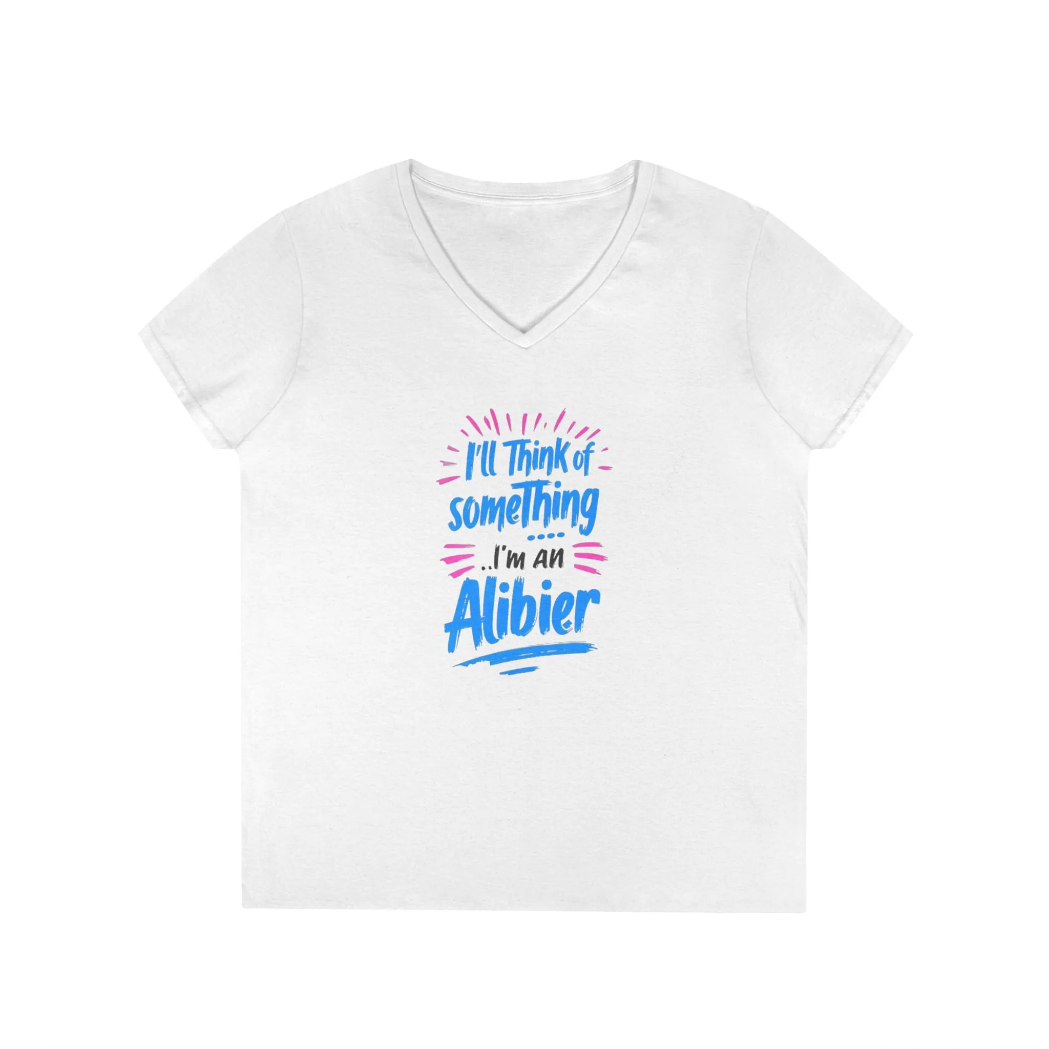 New! Alibier Ladies' V-Neck T-Shirt - 'Pretty Lies and Alibis' Design