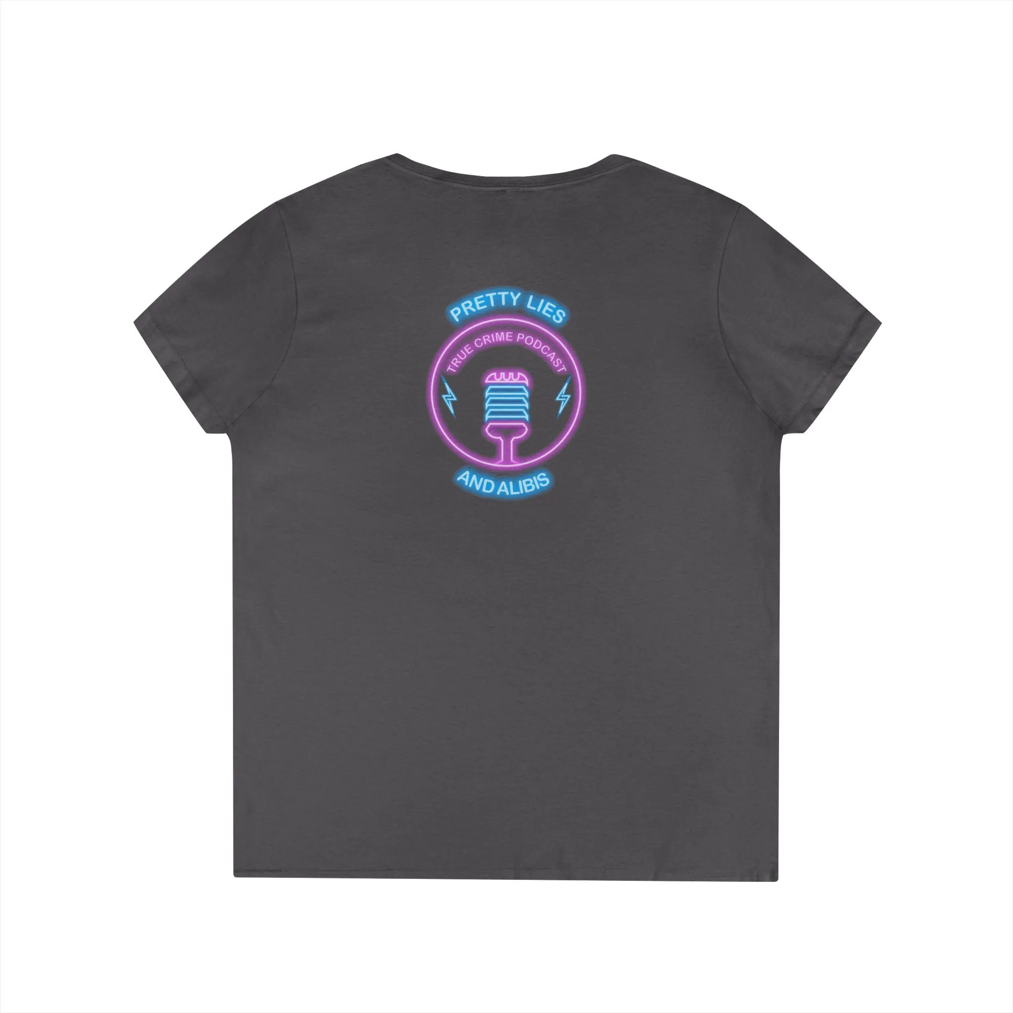New! Alibier Ladies' V-Neck T-Shirt - 'Pretty Lies and Alibis' Design