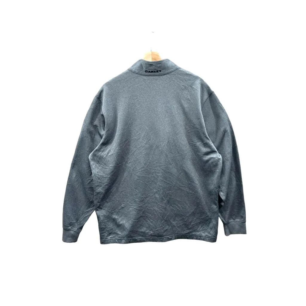 Oakley Men's Gray Embroidered Logo 1/4 Zip Fleece Pullover