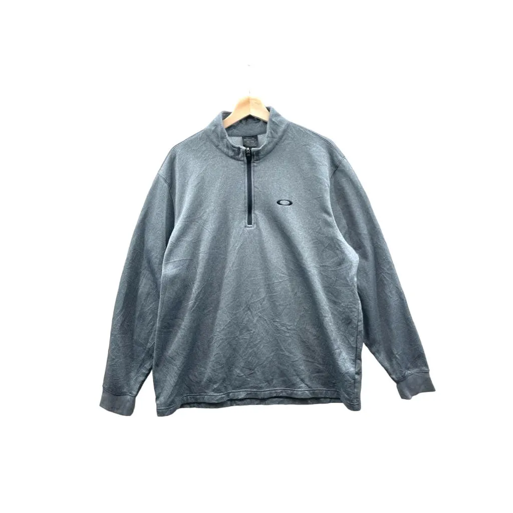 Oakley Men's Gray Embroidered Logo 1/4 Zip Fleece Pullover