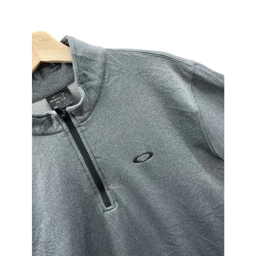 Oakley Men's Gray Embroidered Logo 1/4 Zip Fleece Pullover
