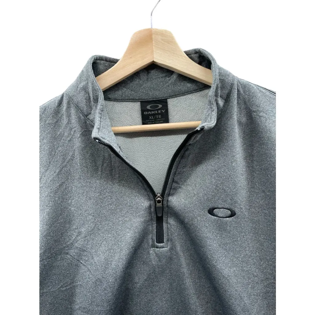 Oakley Men's Gray Embroidered Logo 1/4 Zip Fleece Pullover