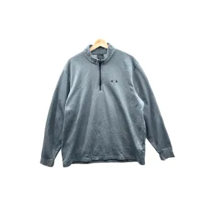 Oakley Men's Gray Embroidered Logo 1/4 Zip Fleece Pullover