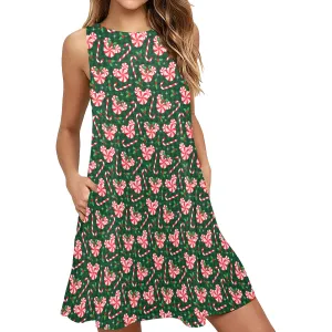 Peppermint Candy Sleeveless A-Line Pocket Dress