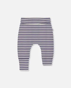 Printed Organic Cotton Evolutive Pant Striped Navy