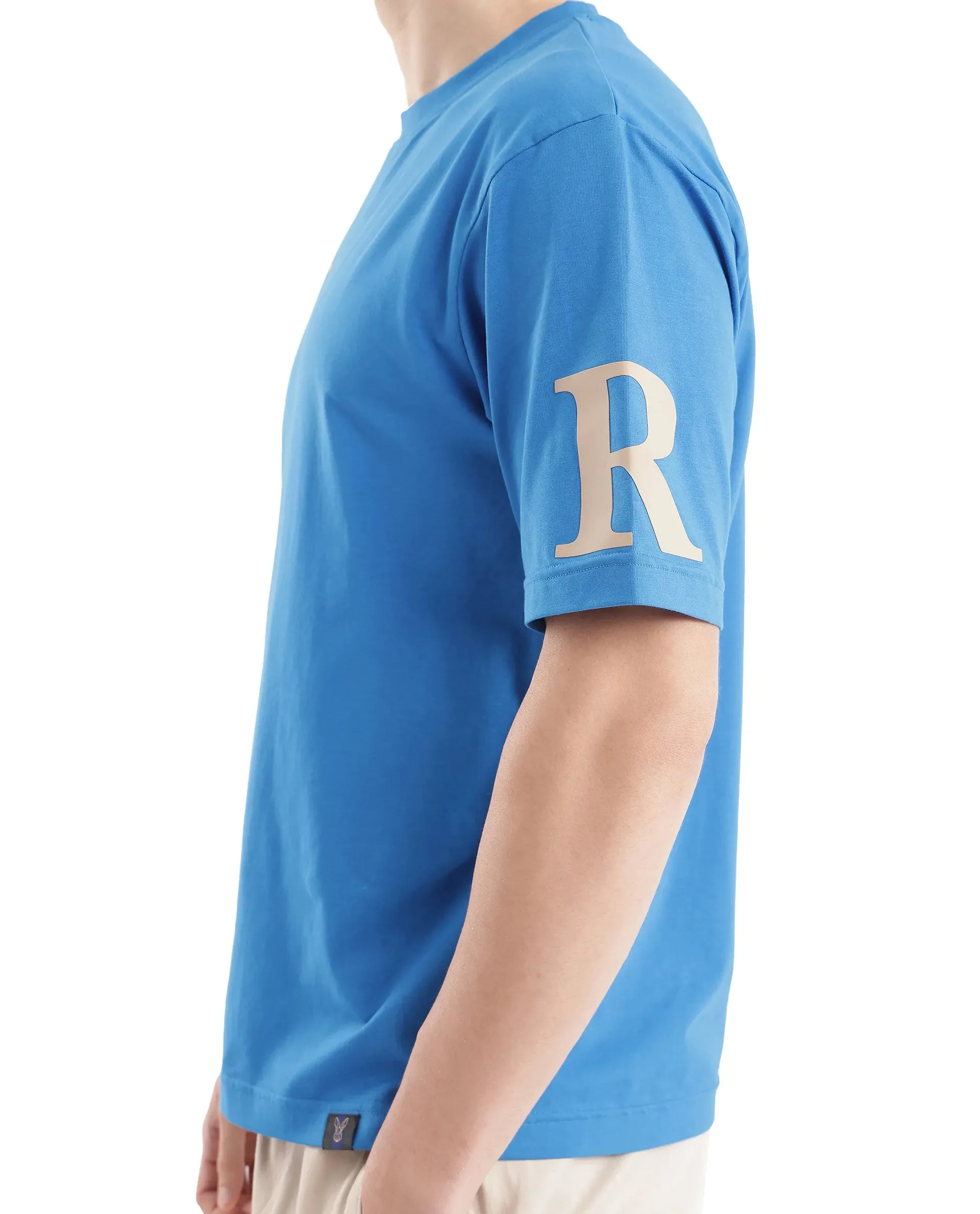 Rare Rabbit Men Tin Dark Blue Short Sleeves Crew Neck Digital Print T-Shirt