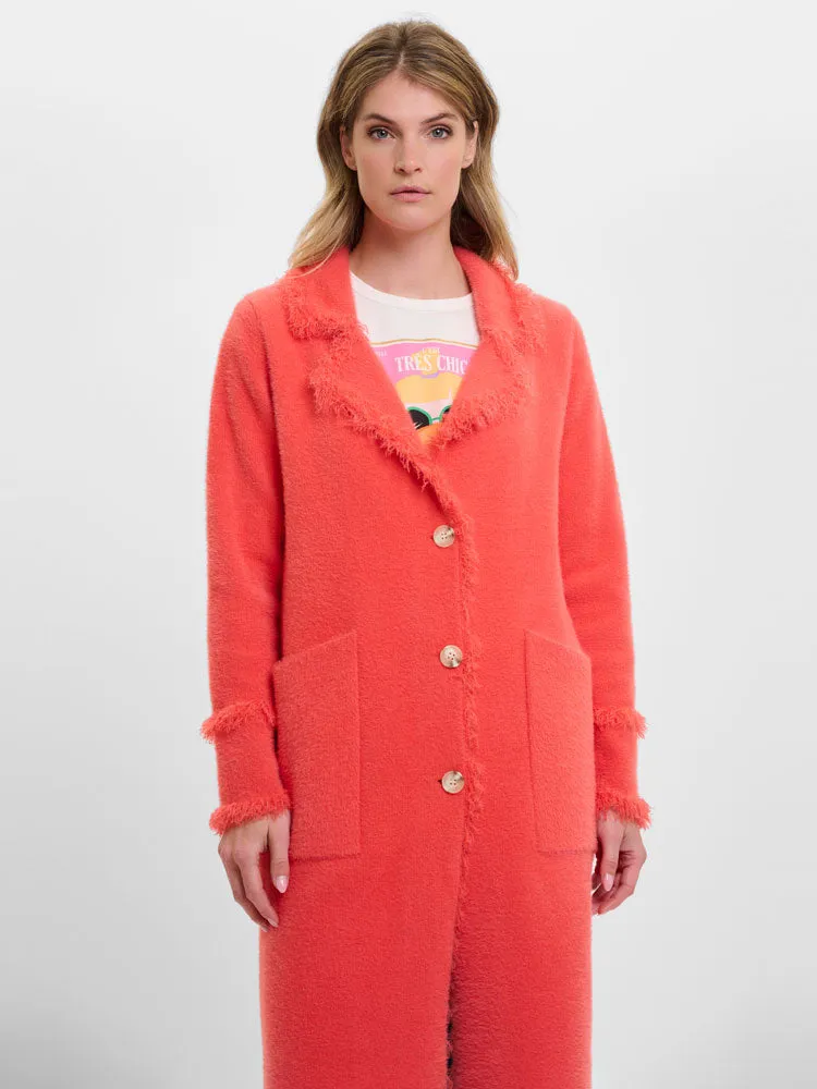 Rino & Pelle Catena Cardigan with Fringes Hot Coral