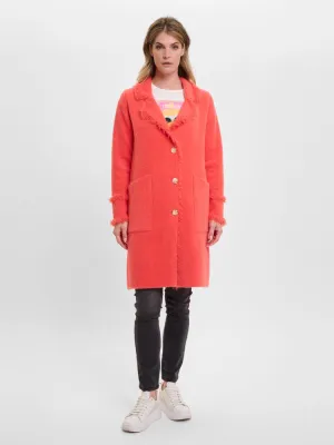 Rino & Pelle Catena Cardigan with Fringes Hot Coral