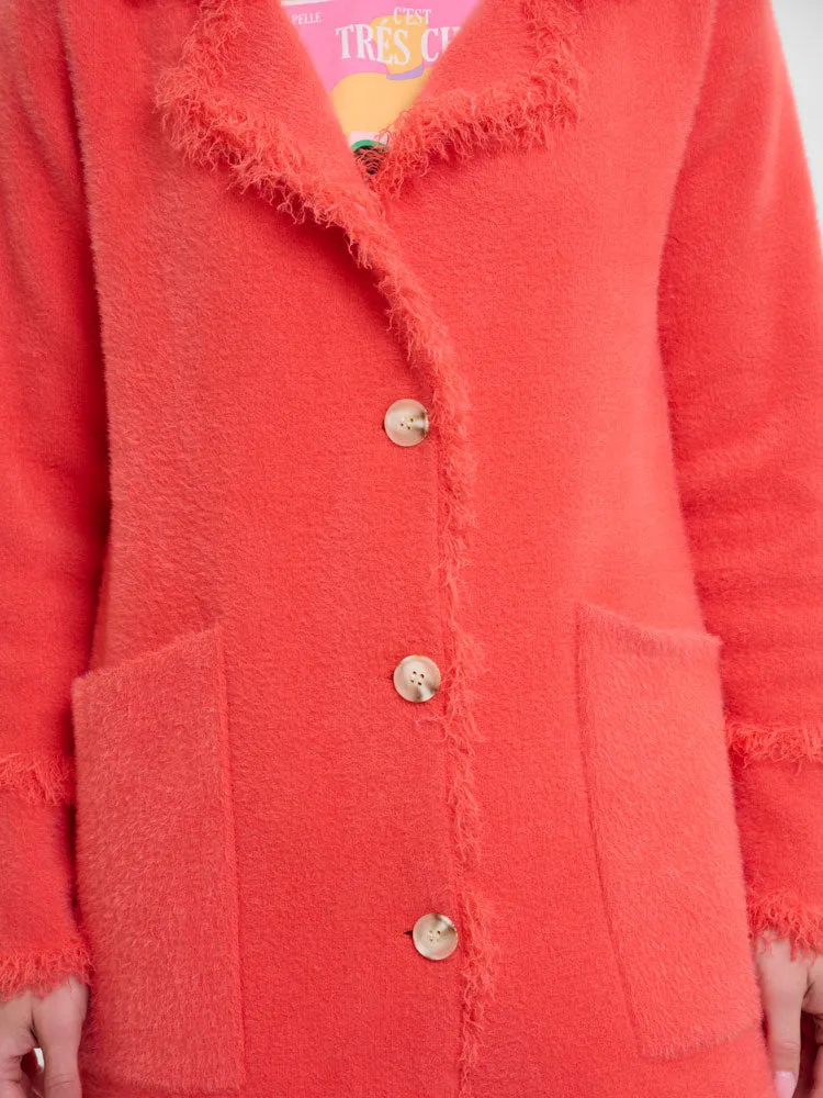 Rino & Pelle Catena Cardigan with Fringes Hot Coral