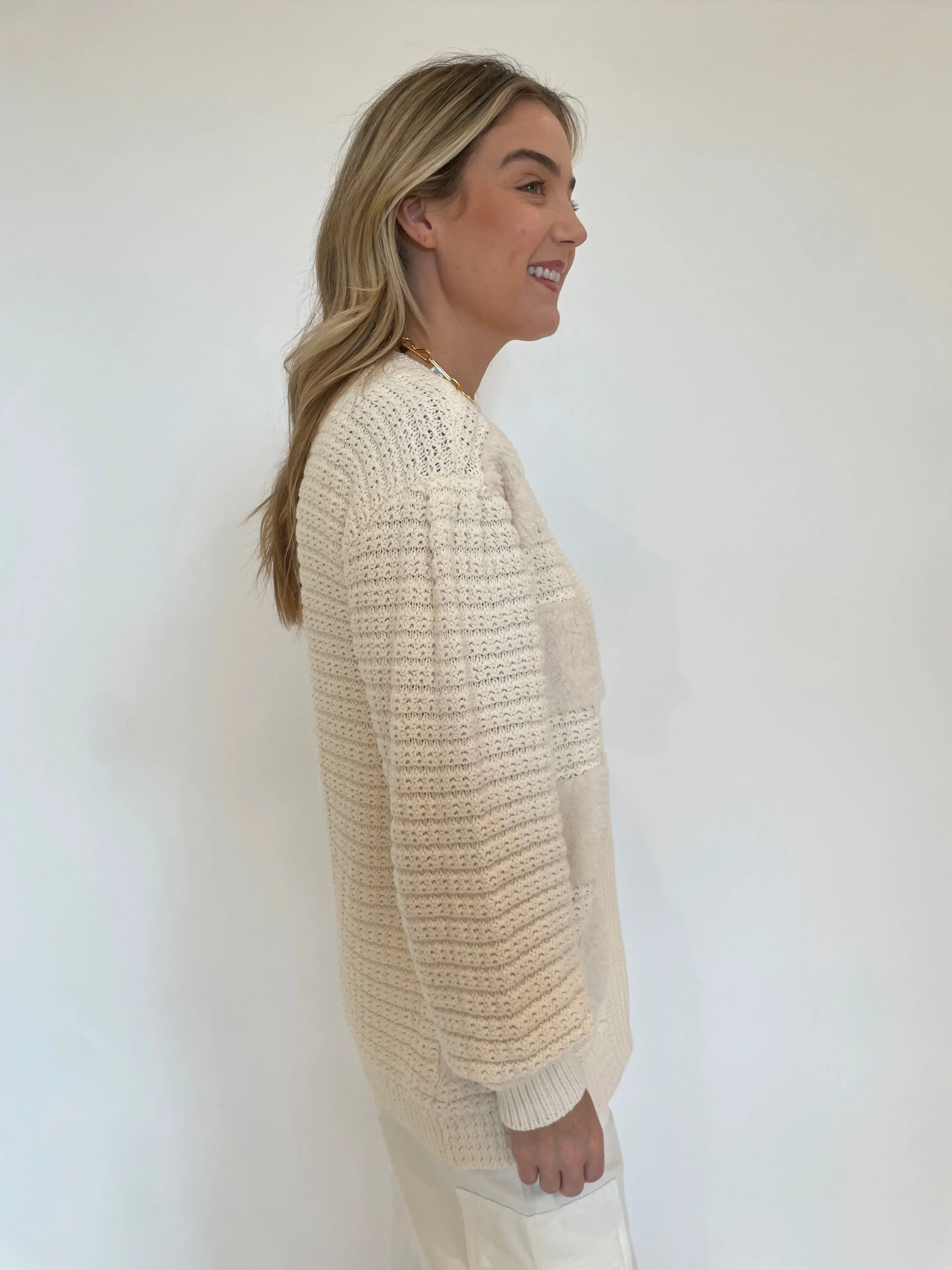 Romeo Fuzzy Crochet Cardigan - Cream