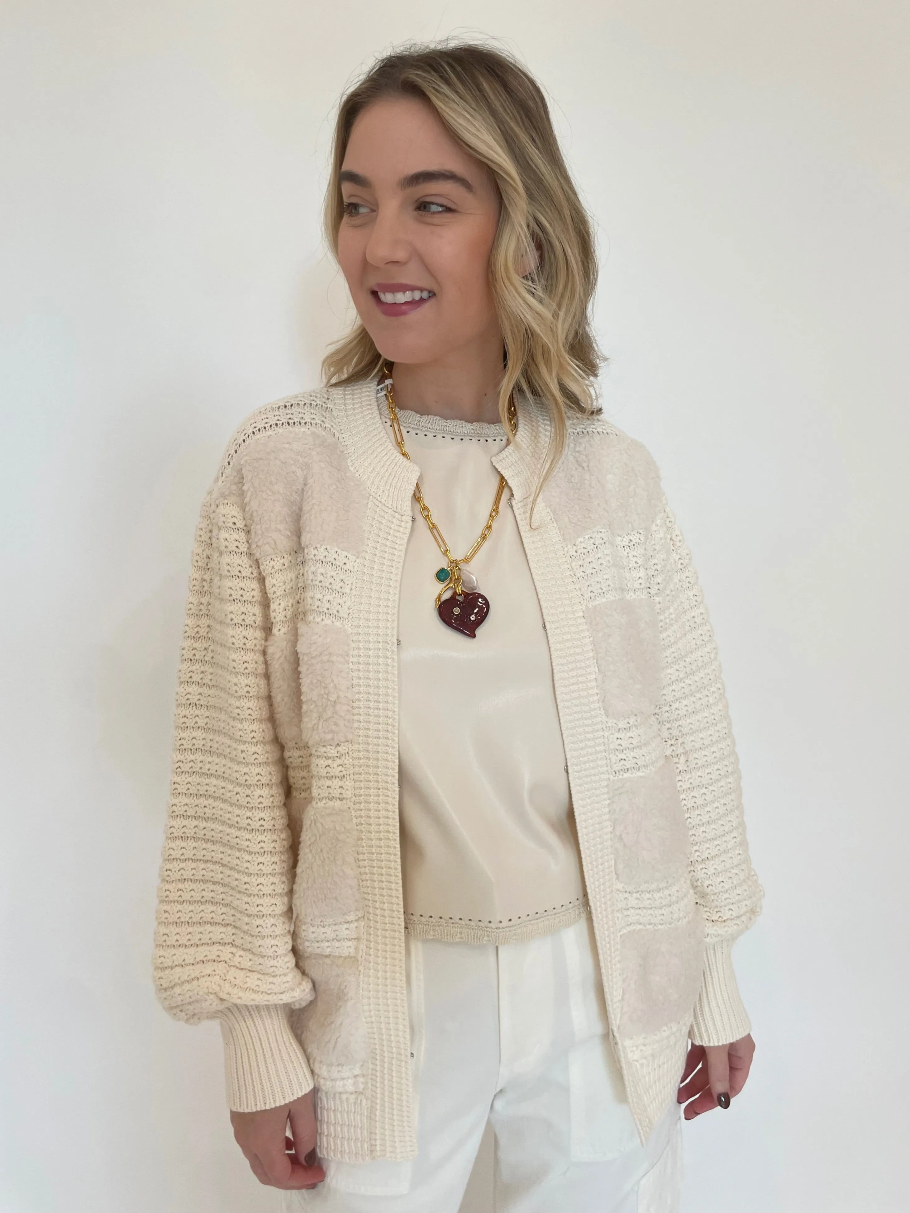 Romeo Fuzzy Crochet Cardigan - Cream