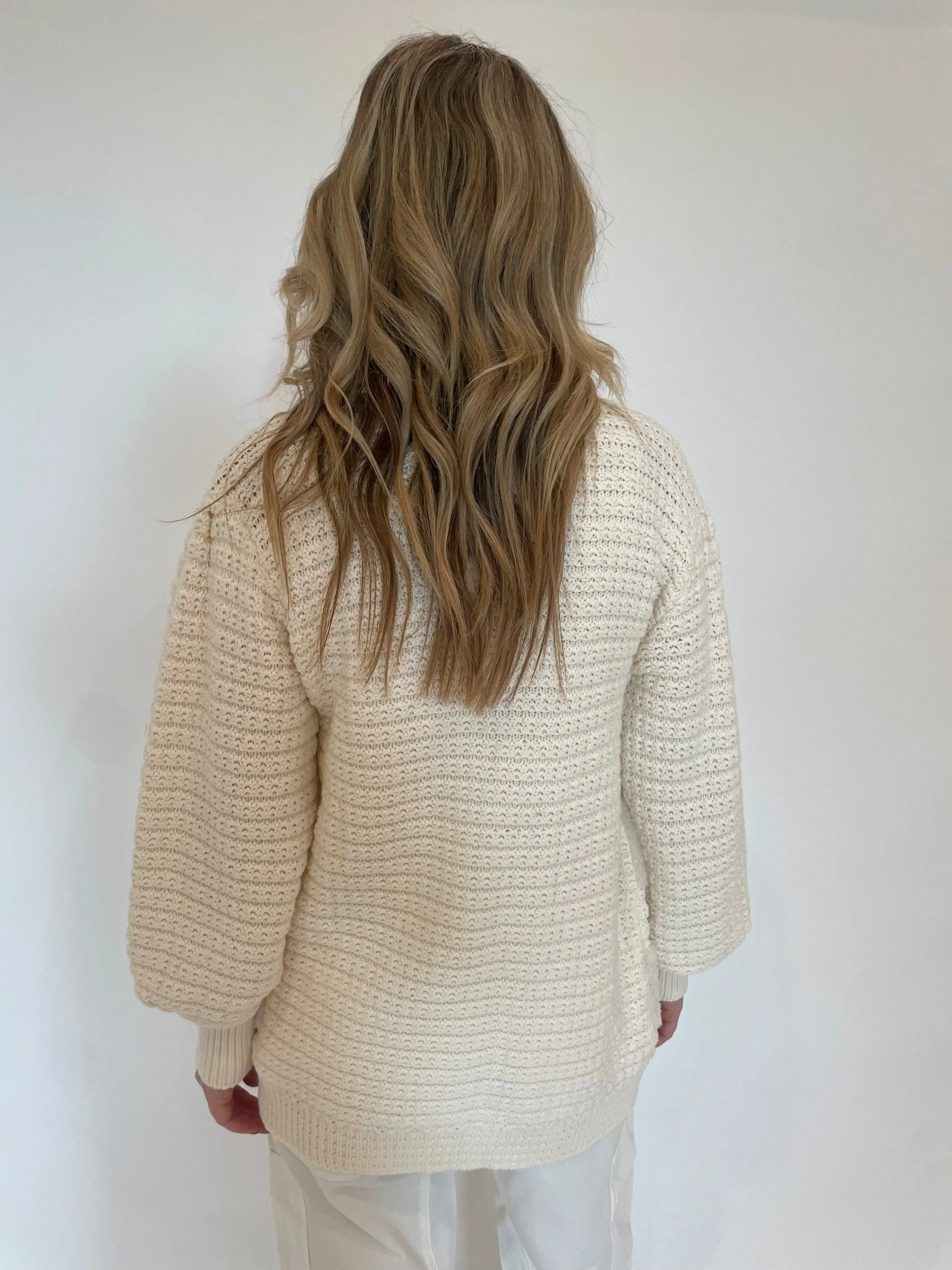 Romeo Fuzzy Crochet Cardigan - Cream