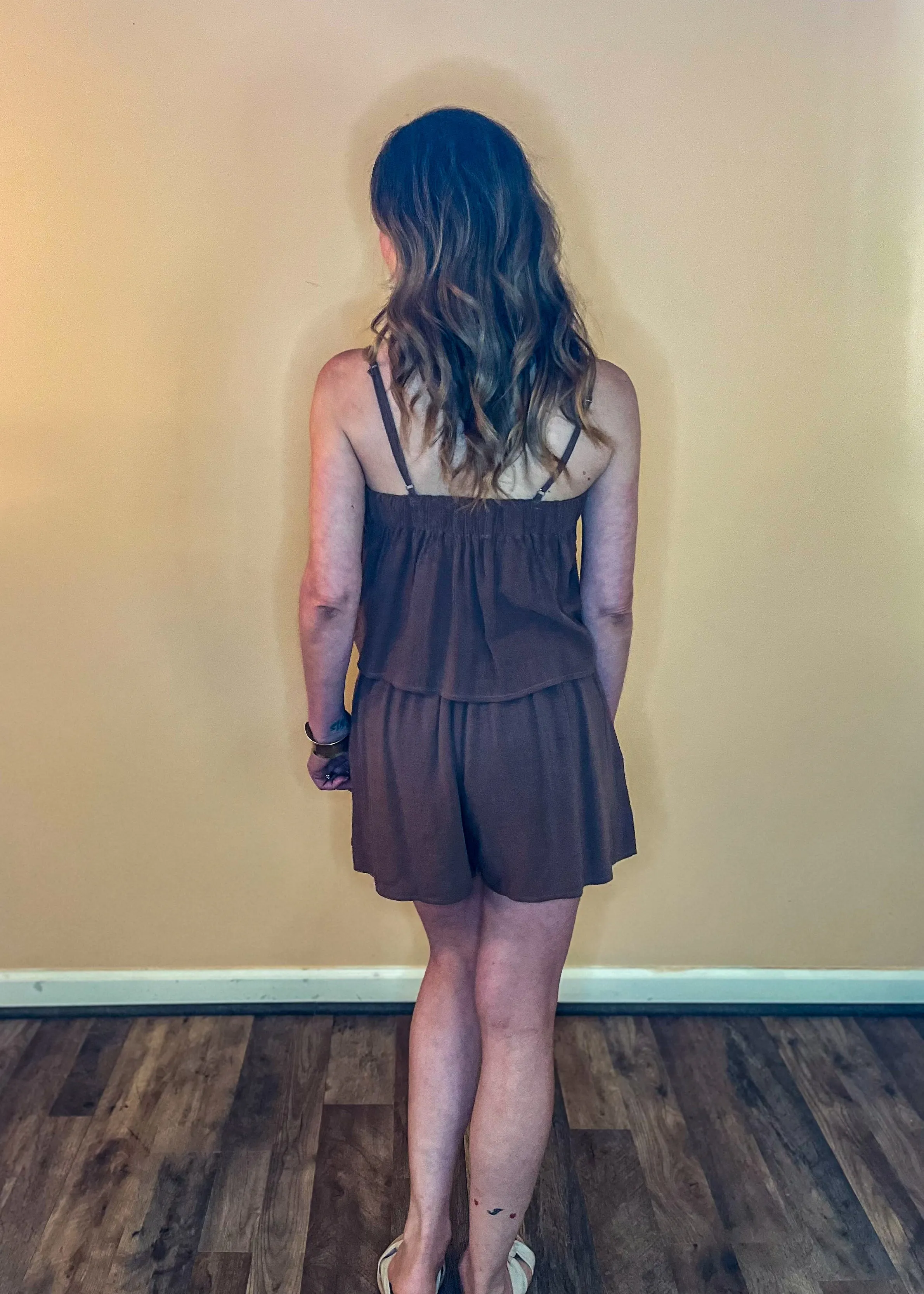 Shake It Off Pleated Linen-Blend Skort - Chocolate