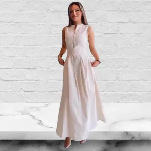 Sleeveless Front Zipped Long Maxi Dress