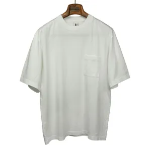 Soft cotton crewneck pocket tee in off-white