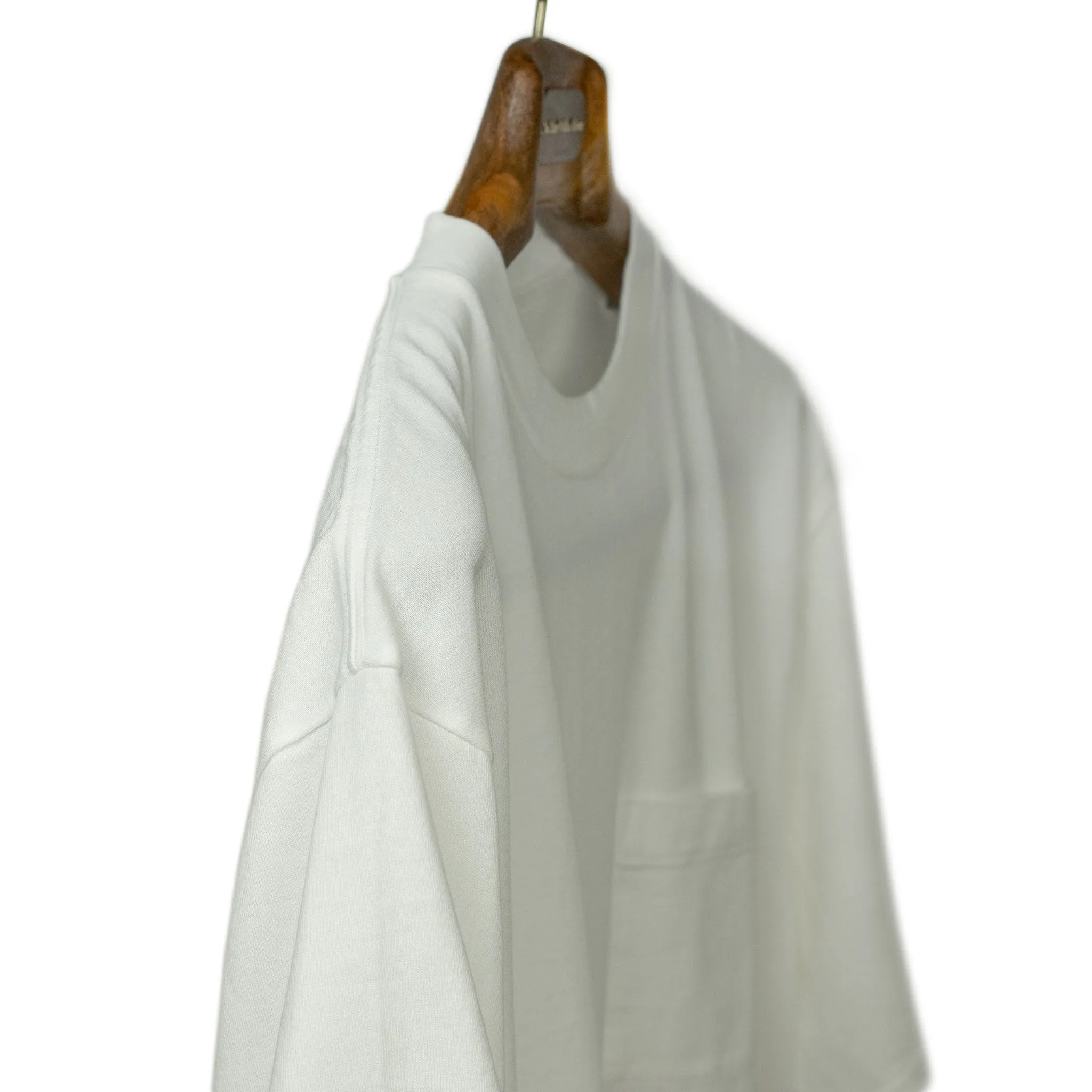 Soft cotton crewneck pocket tee in off-white