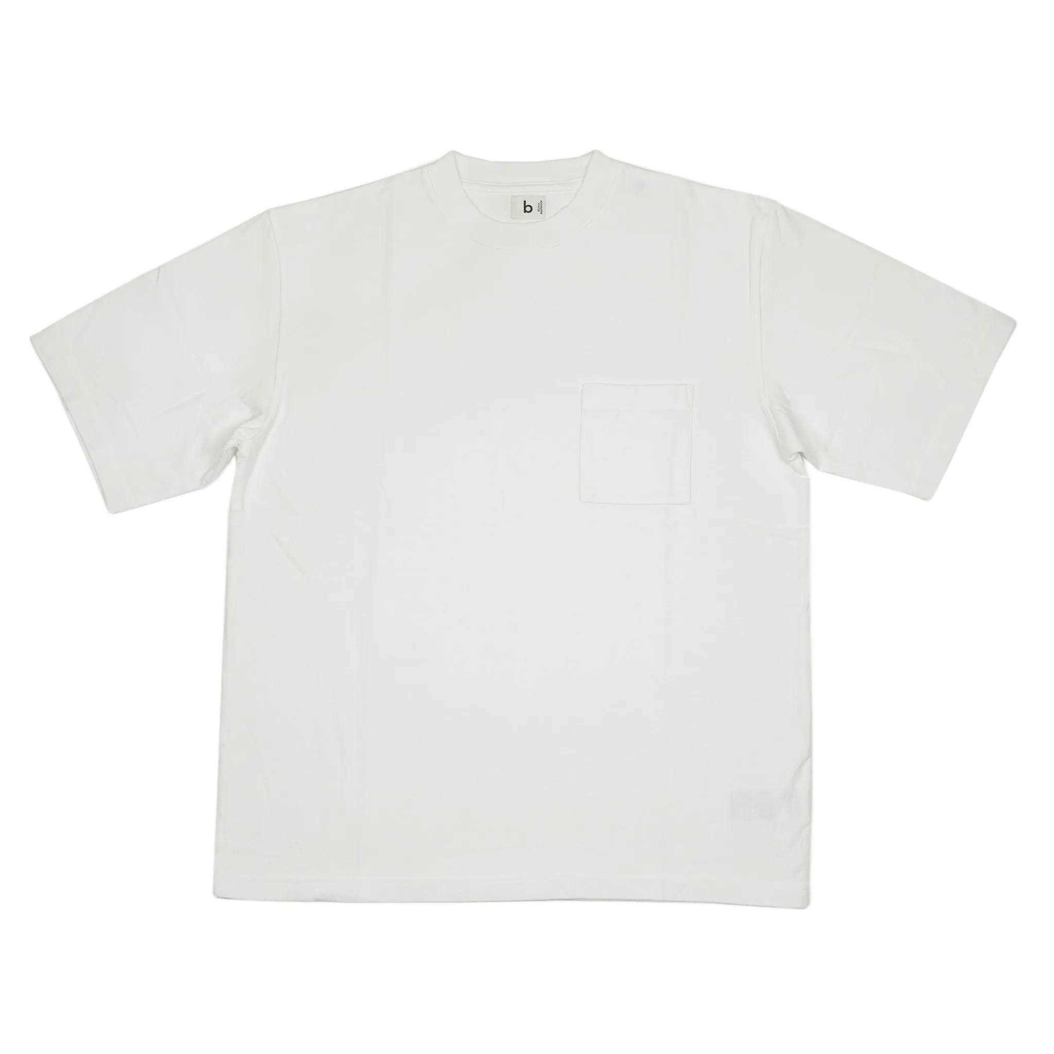 Soft cotton crewneck pocket tee in off-white