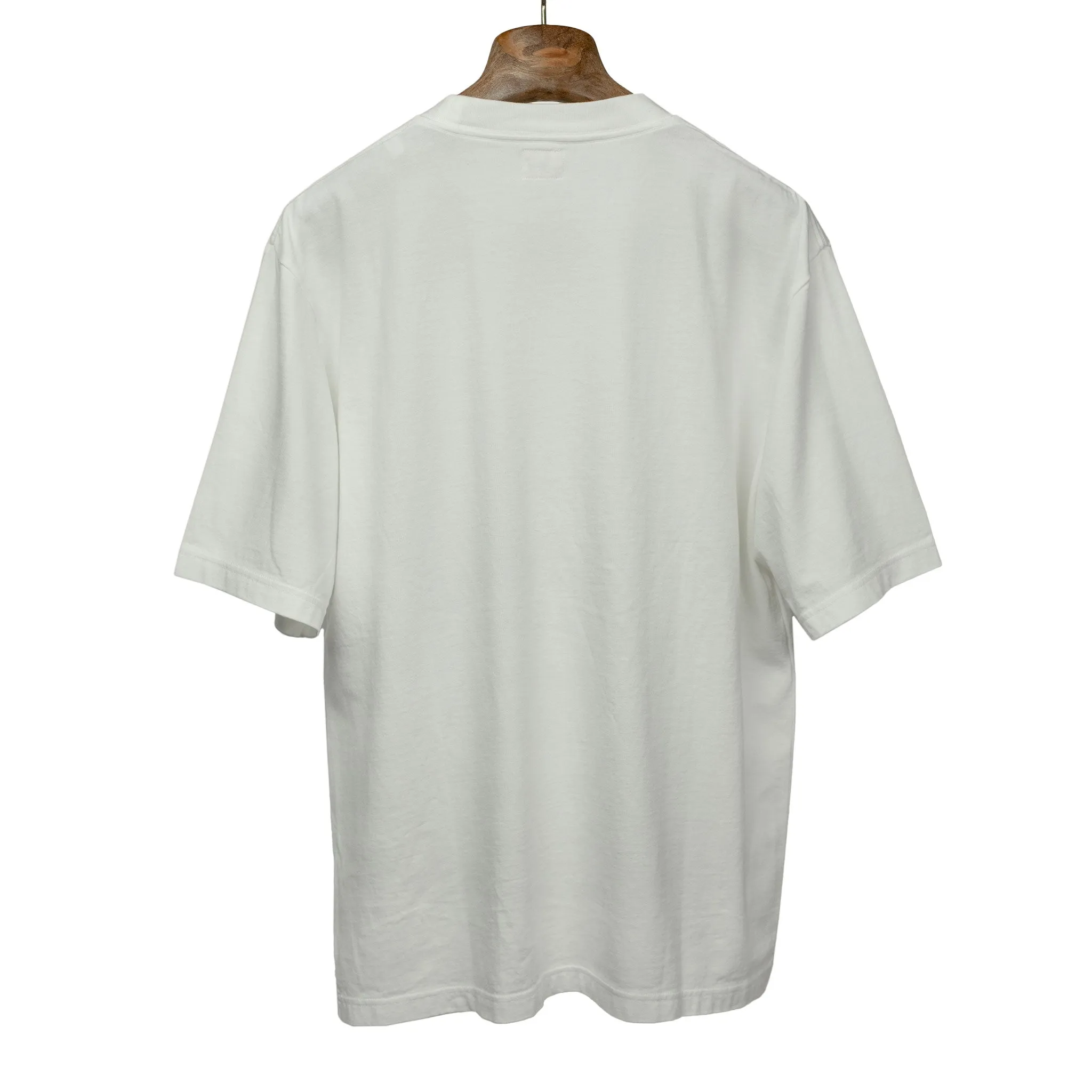 Soft cotton crewneck pocket tee in off-white