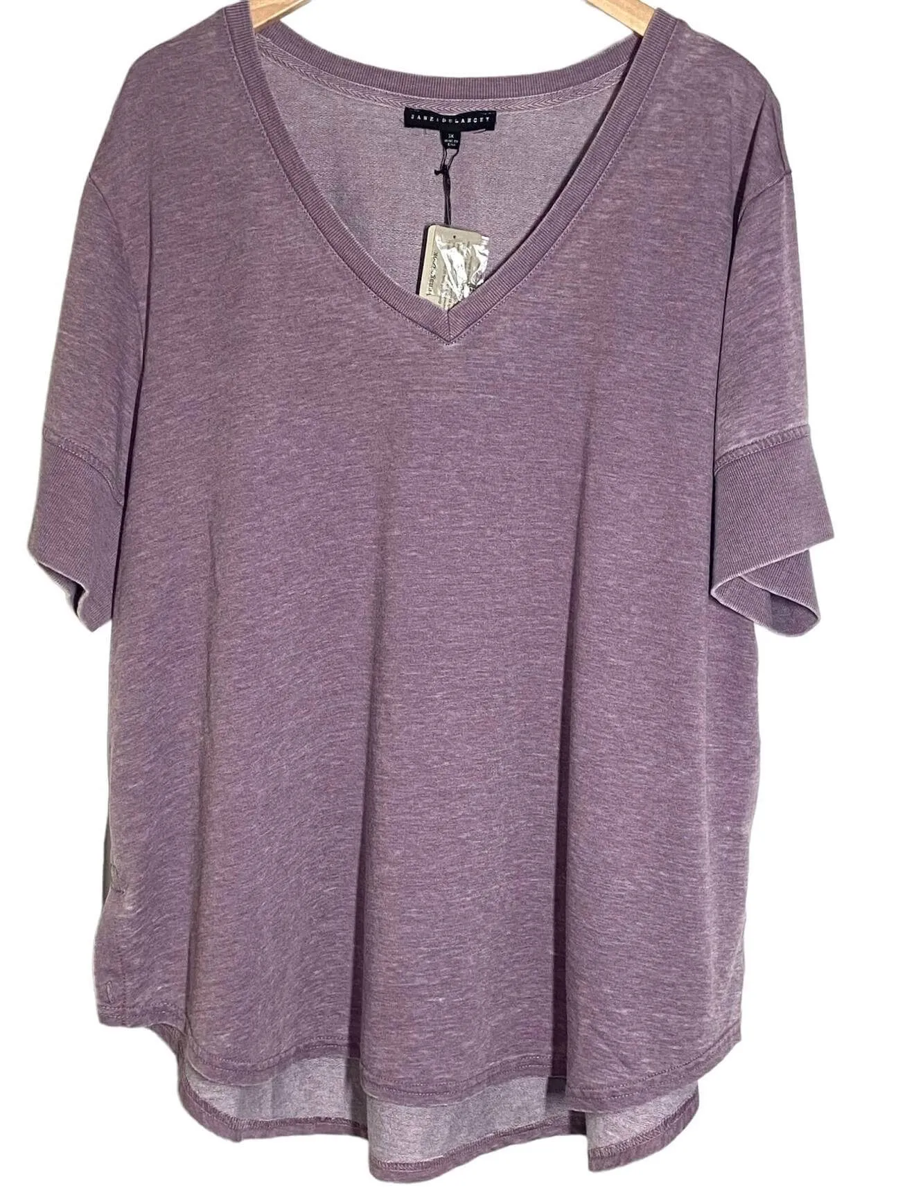 Soft Summer Faded Plum V-neck Vintage Tee