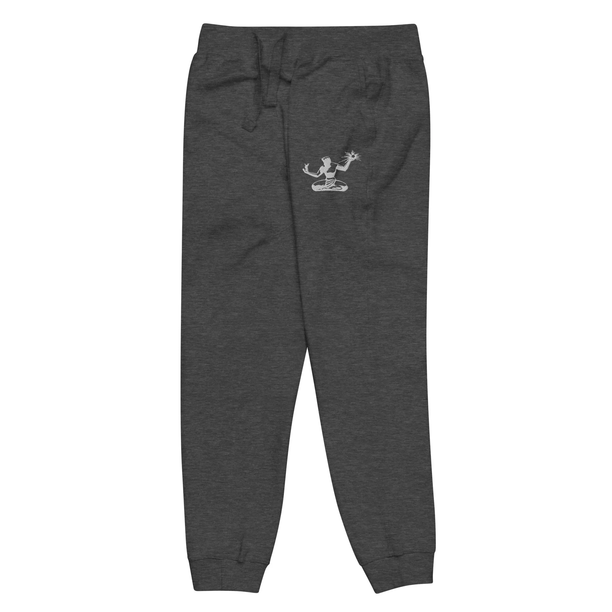 Spirit of Detroit Premium Embroidered Unisex Fleece Sweatpants - Charcoal Heather / White