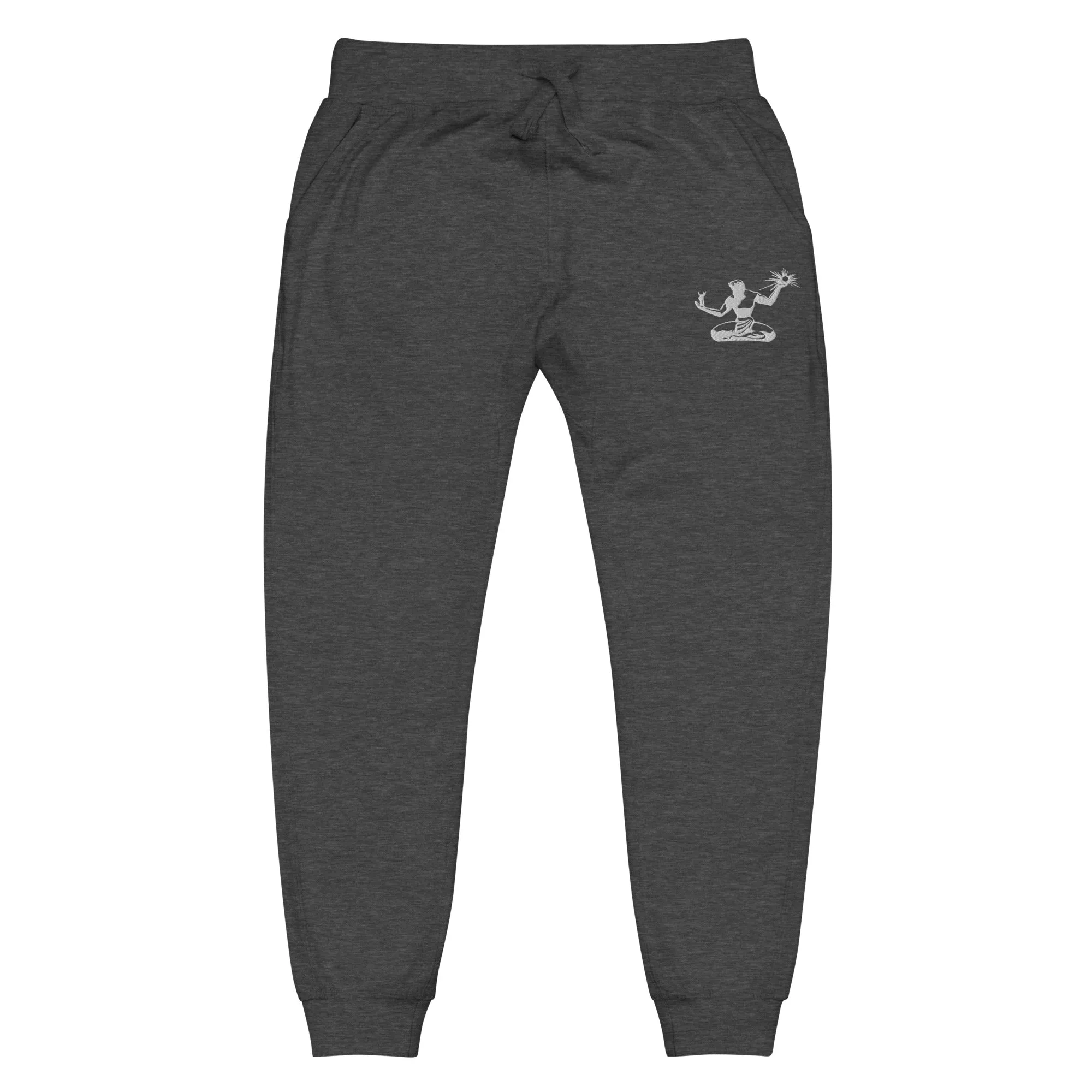 Spirit of Detroit Premium Embroidered Unisex Fleece Sweatpants - Charcoal Heather / White