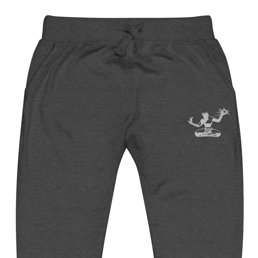 Spirit of Detroit Premium Embroidered Unisex Fleece Sweatpants - Charcoal Heather / White