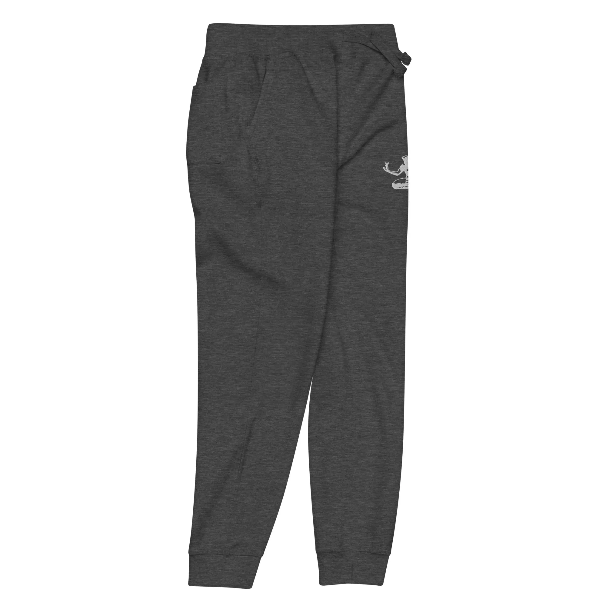 Spirit of Detroit Premium Embroidered Unisex Fleece Sweatpants - Charcoal Heather / White