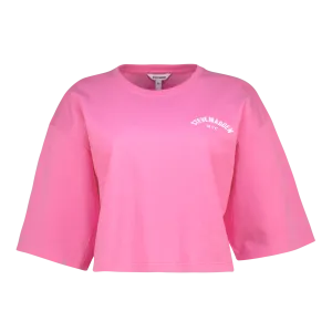 STELLA BRIGHT PINK OVERSIZED CROPPED LOGO T-SHIRT