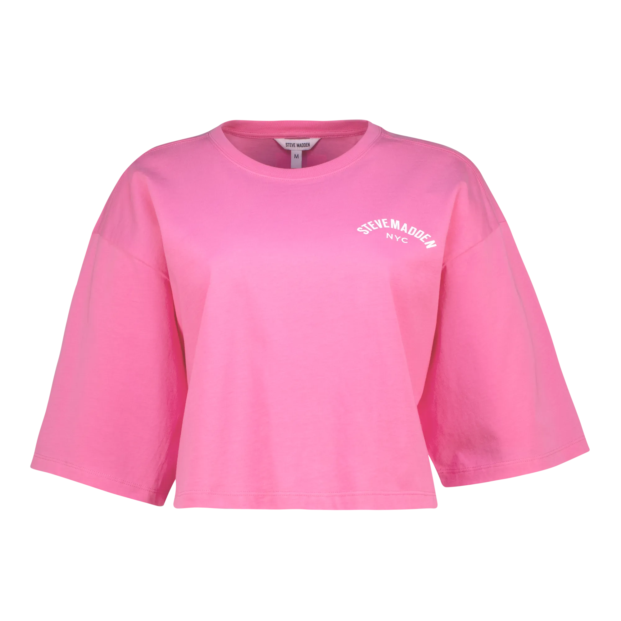 STELLA BRIGHT PINK OVERSIZED CROPPED LOGO T-SHIRT